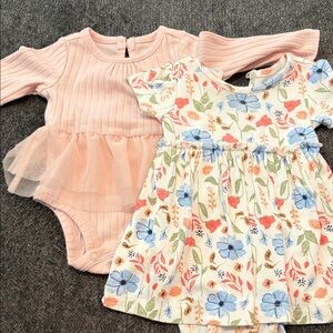 Carter's White Floral Baby dress and Pink tutu bodysuit Accent